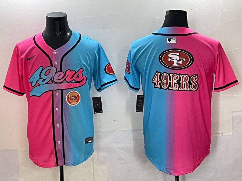 Men 2025 San Francisco 49ers Blank Blue pink Nike Limited NFL Jersey style 04->pittsburgh steelers->NFL Jersey